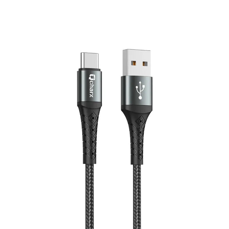 Qcharx Lyon Cabo USB para USB-C 3A (1 m) liga de alumínio preto Revestimento metálico