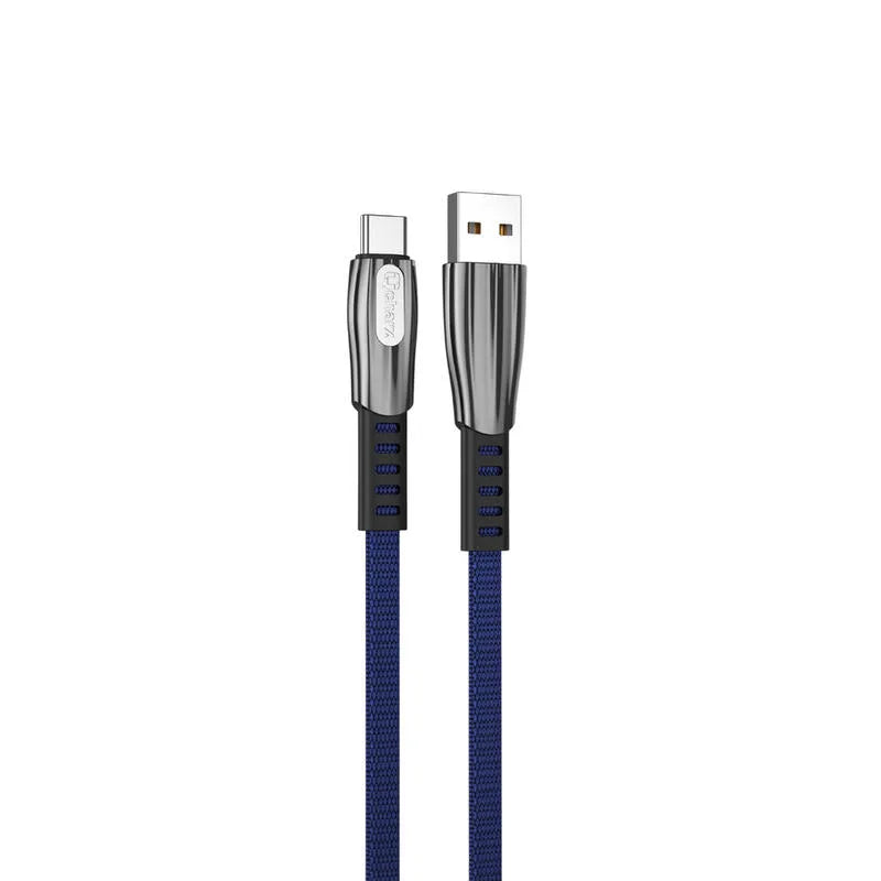 Qcharx Florence Cabo USB para USB-C 3A (1 m) Zinc Azul Revestimento plano Premium