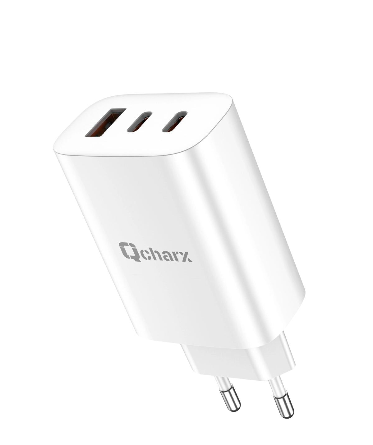 Qcharx Ares Carregador 65W 3A 1 porta USB + 2 portas USB-C branco