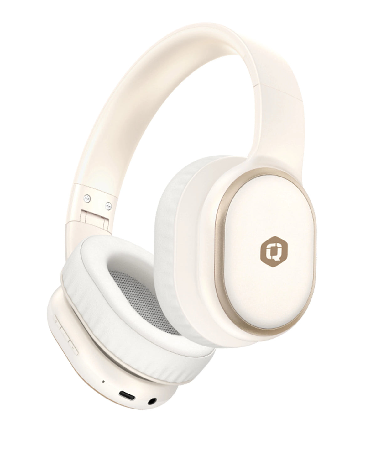 Qcharx Pulse Auriculares sem fios de banda de cabeça Bluetooth 5.3 bege Áudio