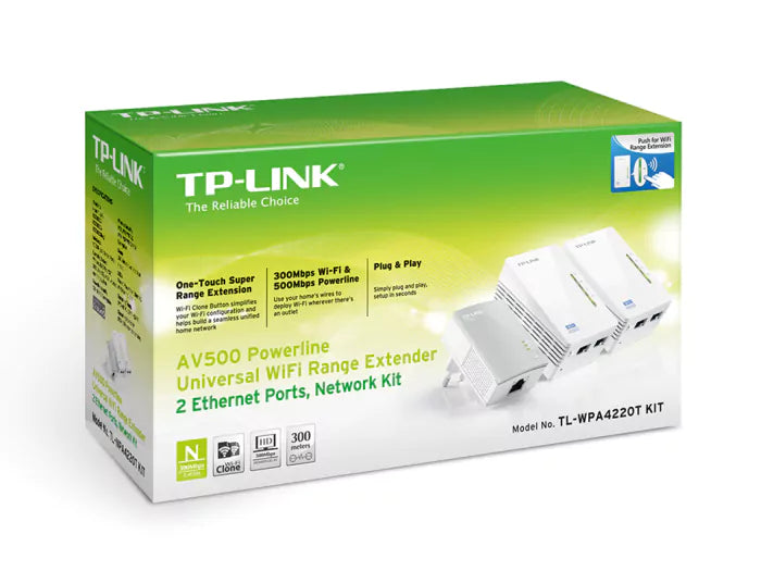 Powerline TP-Link 300Mbps AV500 WiFi Extender Starter Kit TL-WPA4220T KIT