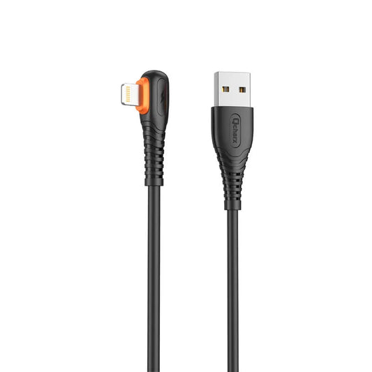 Qcharx London Cabo USB para Lightning 3A (1 m) PVC preto angular