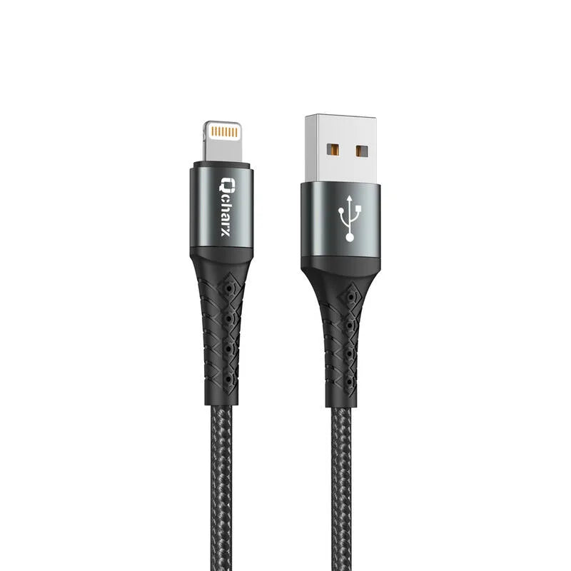 Qcharx Lyon Cabo USB para Lightning 3A (1 m) liga de alumínio preto Revestimento metálico