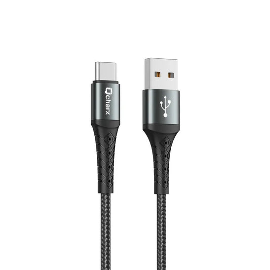 Qcharx Lyon Cabo USB para USB-C 3A (1 m) liga de alumínio preto Revestimento metálico