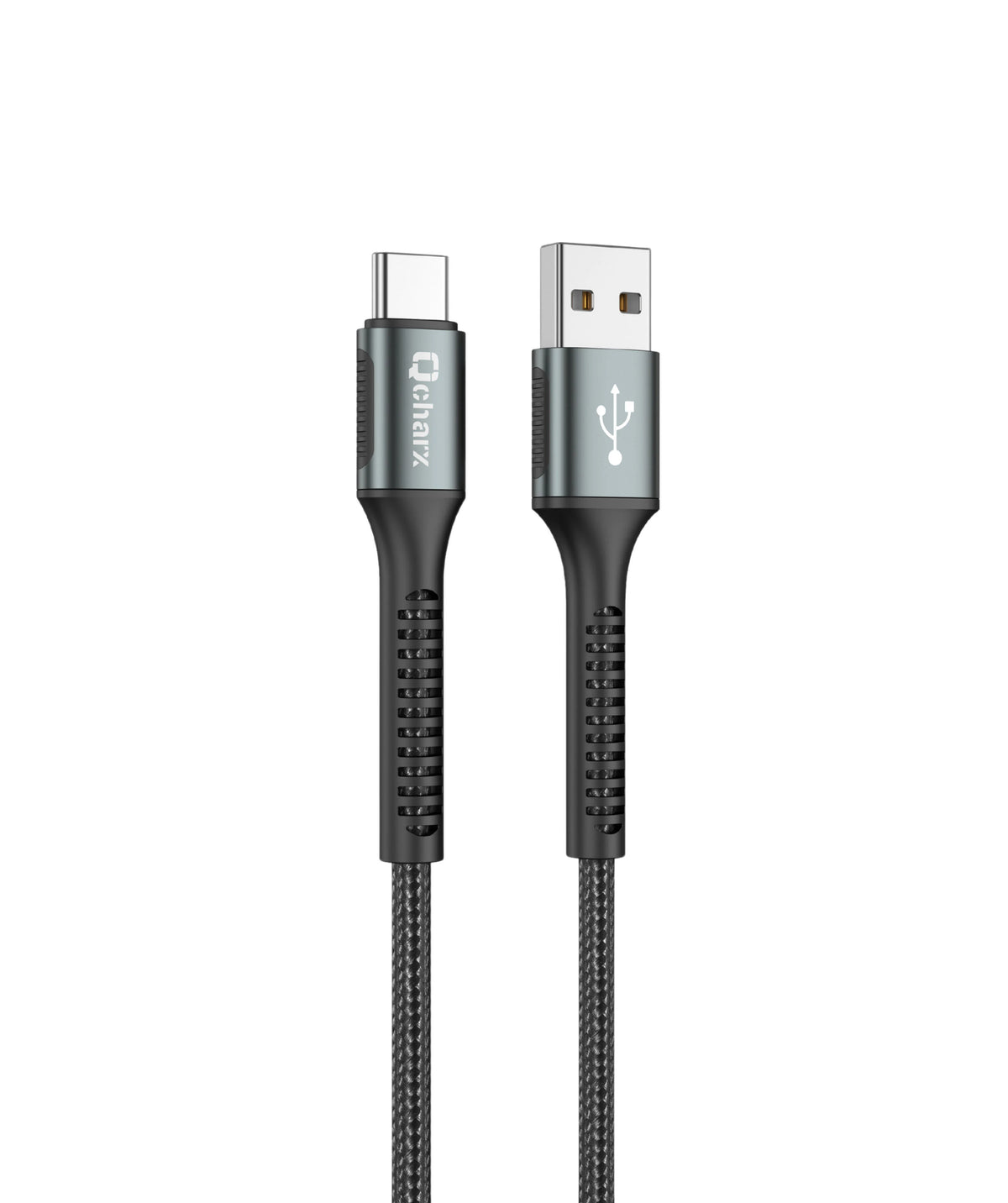 Qcharx Prague Cabo USB para USB-C 3A 20W (1 m) liga de alumínio preto revestimento em tecido suave