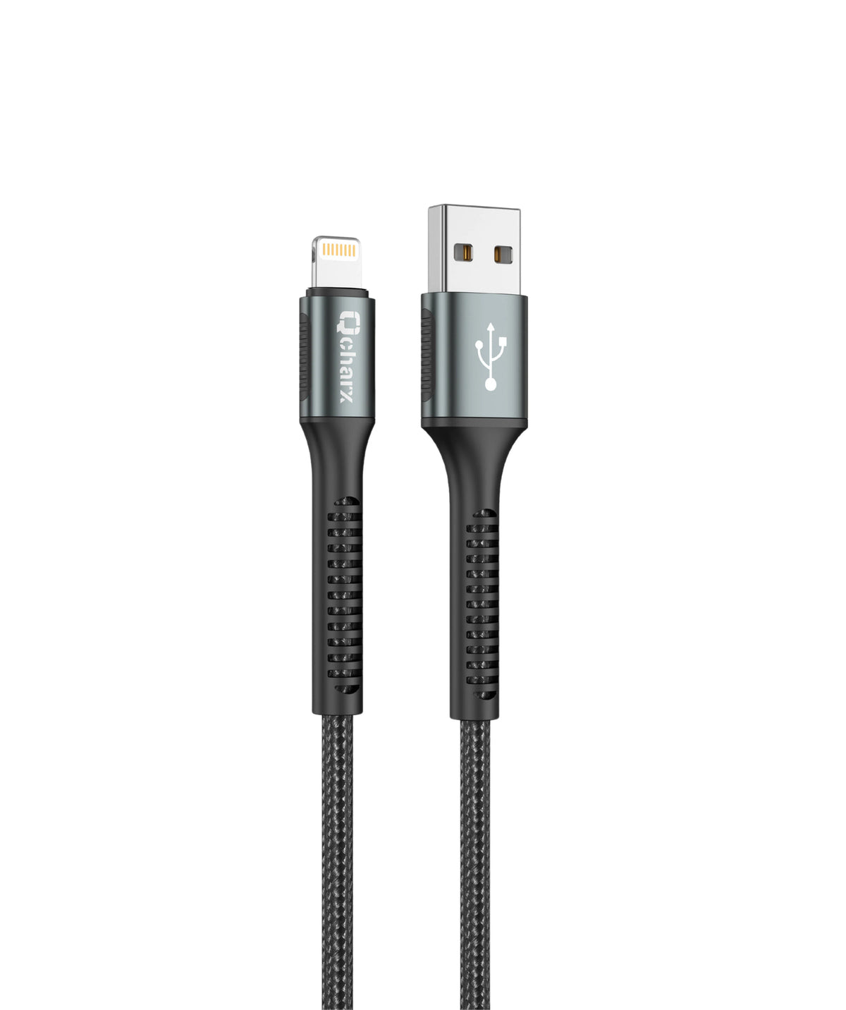 Qcharx Prague Cabo USB para Lightning 3A (1 m) liga de alumínio preto revestimento em tecido suave