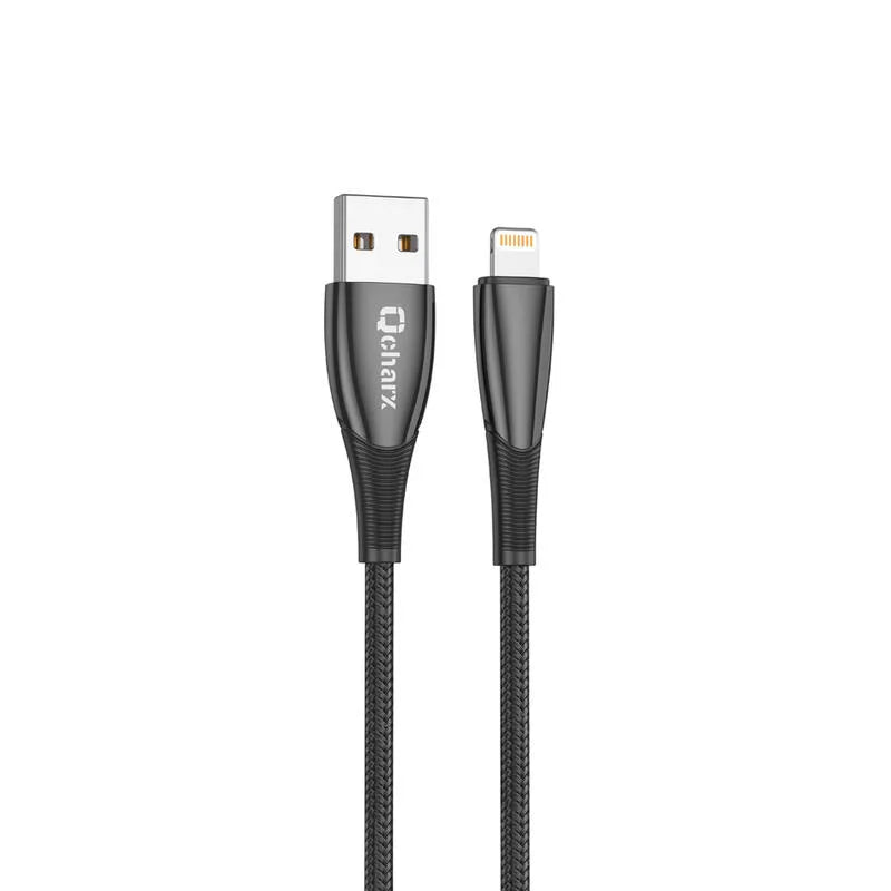 Qcharx Berlin Cabo USB para Lightning 3A 18W (1 m) Zinc preto Revestimento espesso toque Suave