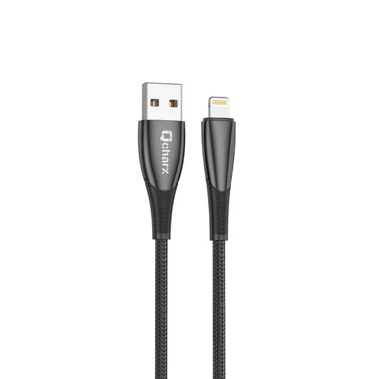 Qcharx Berlin Cabo USB para Lightning 3A 18W (1 m) Zinc preto Revestimento espesso toque Suave