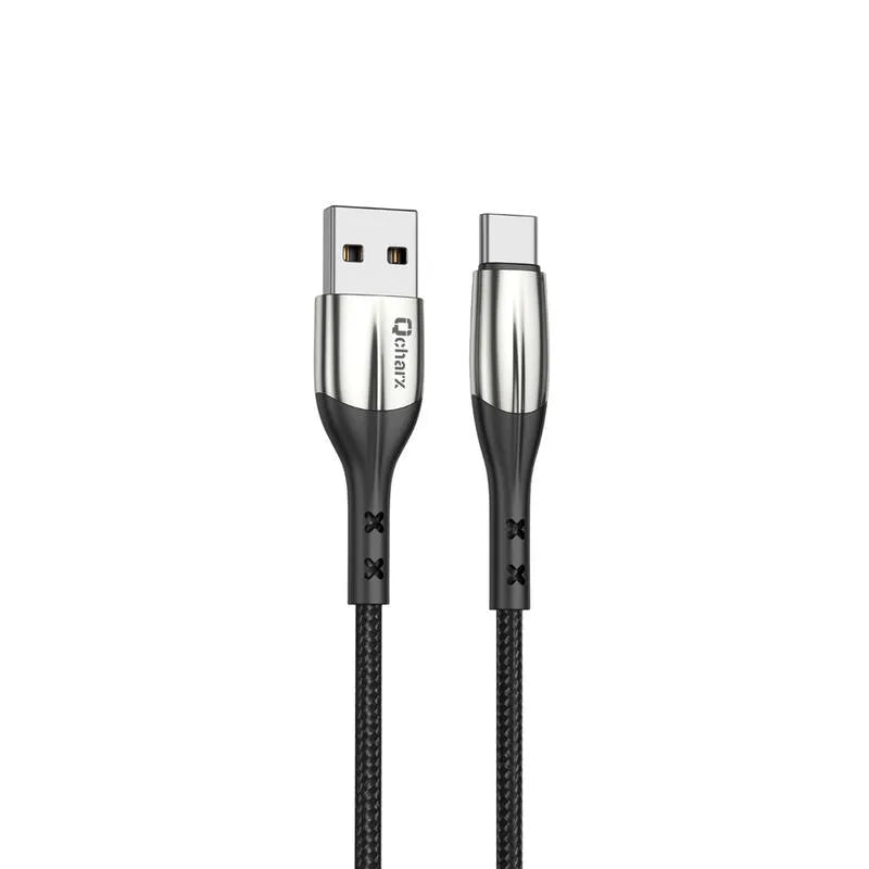 Qcharx Toronto Cabo USB para USB-C 3A (1 m) Zinc preto Revestimento suave