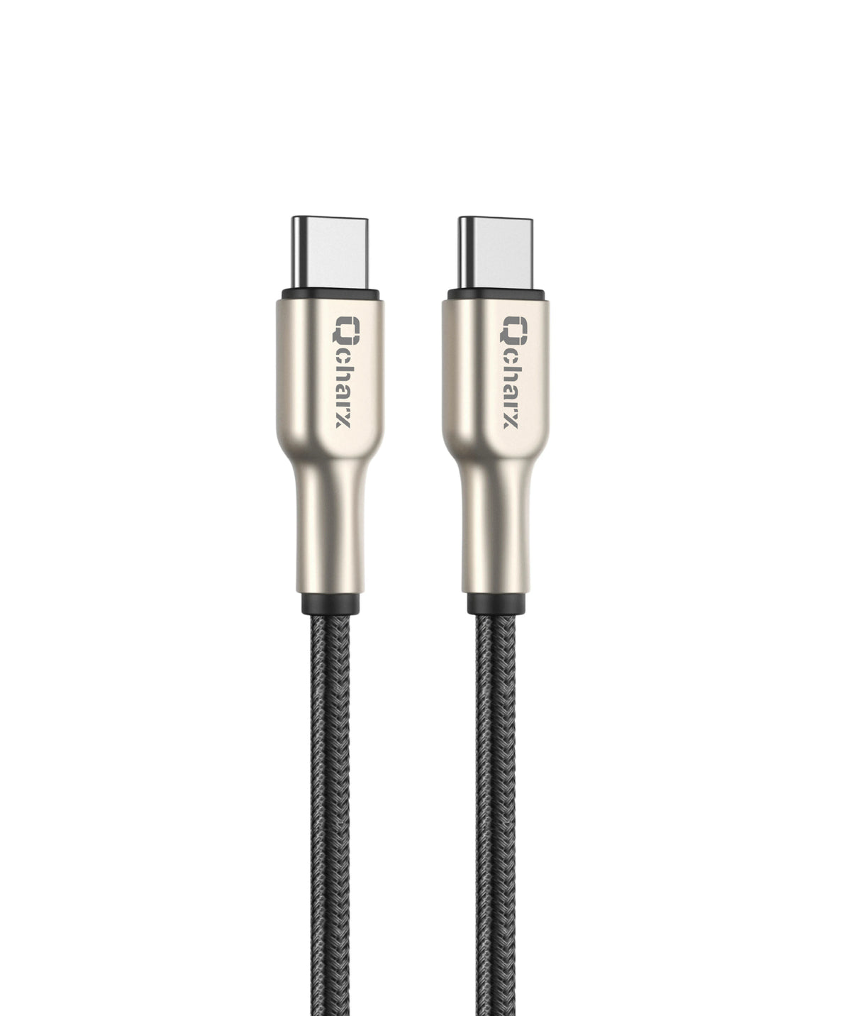 Qcharx New York Cabo USB-C para USB-C 3A 60W (1 m) Zinc metálico cordão prateado blindado