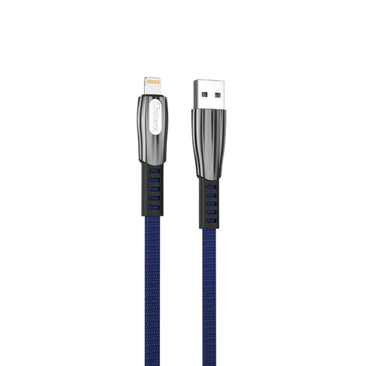 Qcharx Florence Cabo USB para Lightning 3A (1 m) Zinc Azul Revestimento plano Premium