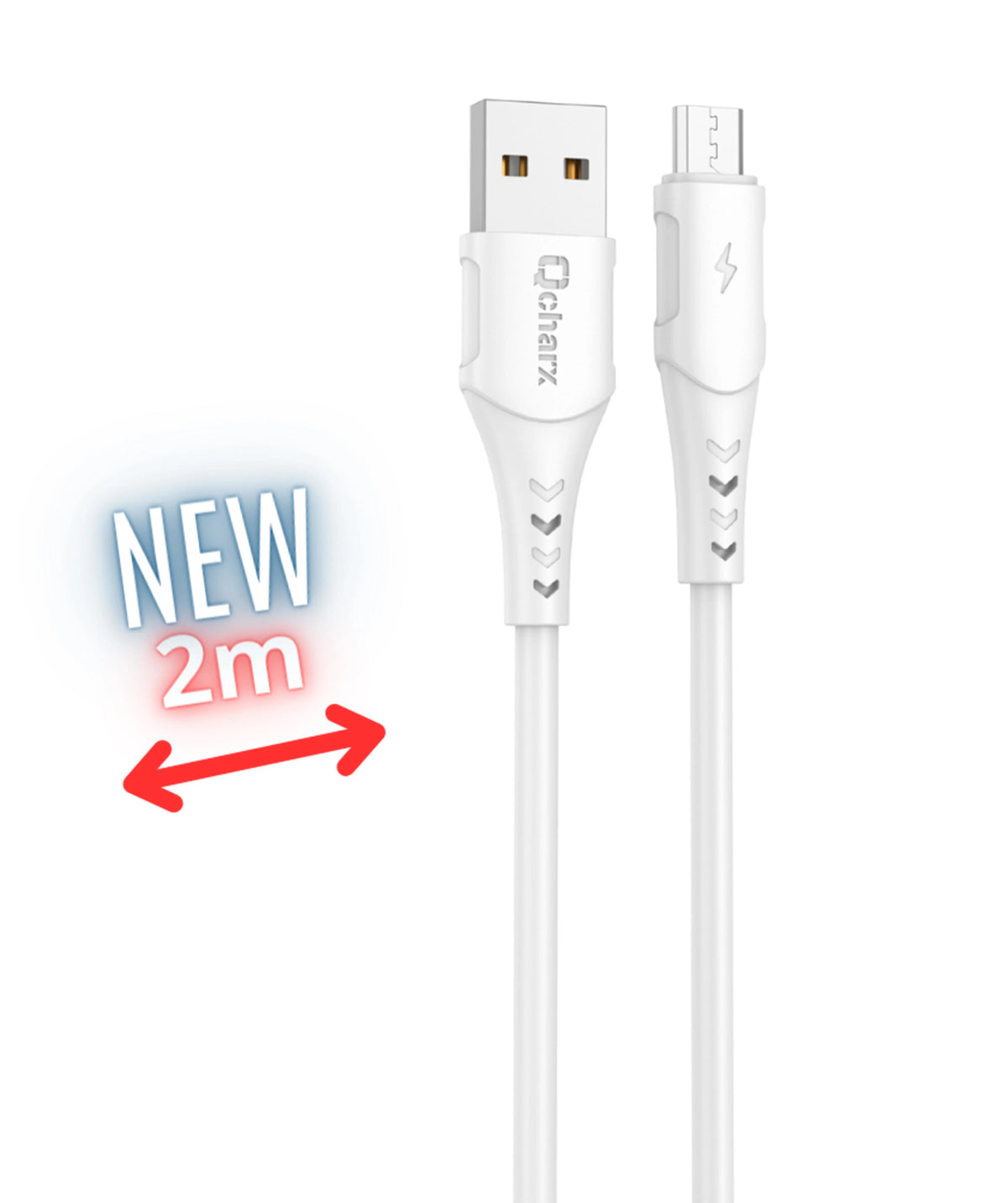 Qcharx Athens Cabo USB para Micro-USB 3A 18W (2m) PVC branco