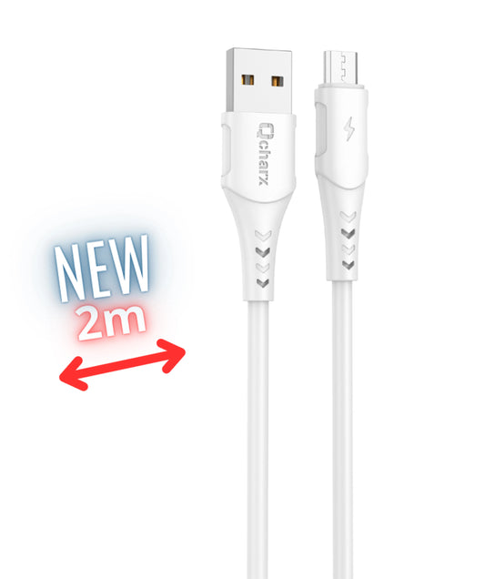 Qcharx Athens Cabo USB para Micro-USB 3A 18W (2m) PVC branco