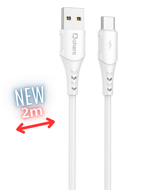 Qcharx Athens Cabo USB para USB-C 3A 18W (2 m) PVC branco