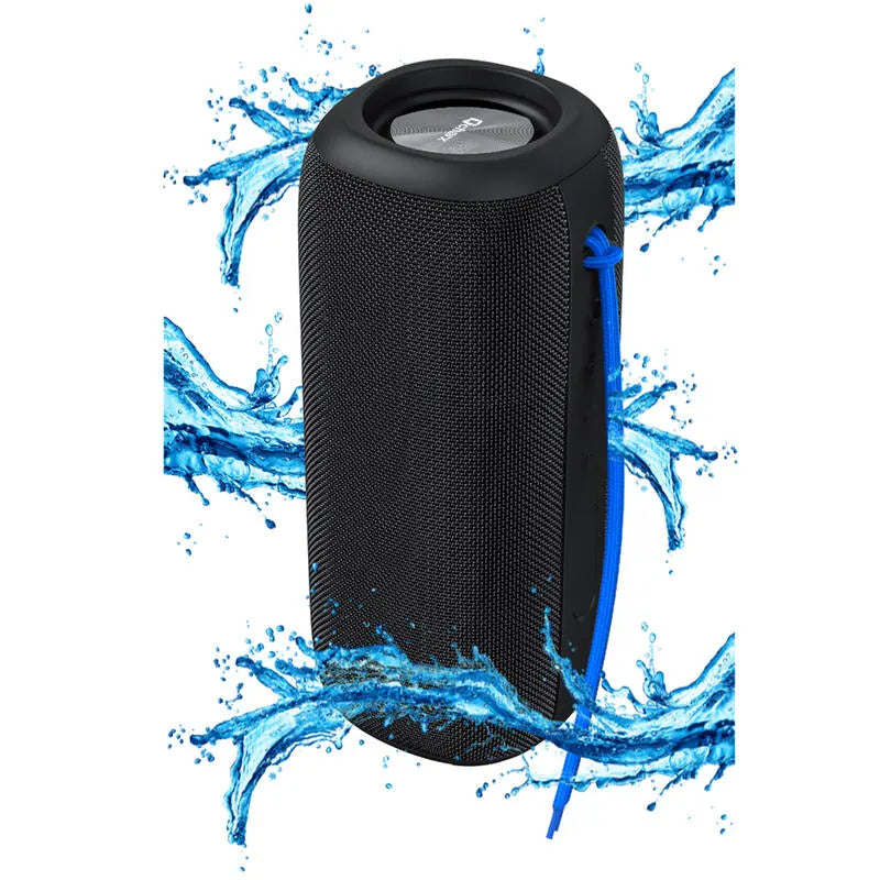 Qcharx Flow Max Coluna Bluetooth 5.3 30W preto com pega Azul Áudio