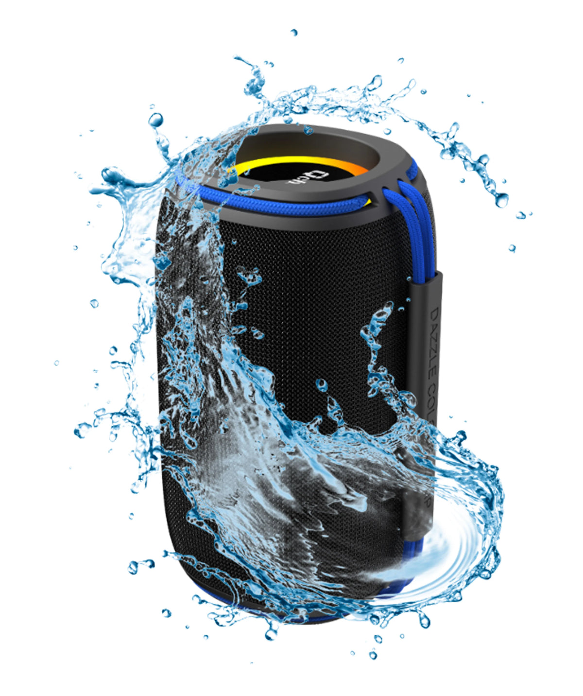 Qcharx Flow Coluna Bluetooth 5.3 15W preto com pega Azul Áudio