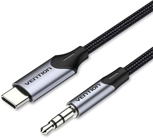 Cabo de Áudio Vention USB-C para Jack 3.5mm 1M - Preto