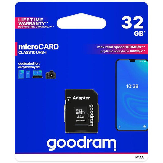 Cartão de Memória MicroSDHC Goodram 32GB + Adaptador