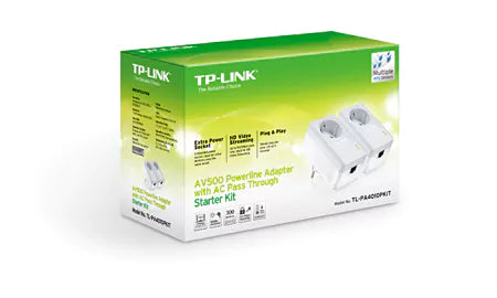 Powerline TP-Link AV600 Adapter with AC Pass Through Starter Kit TL-PA4010P KIT
