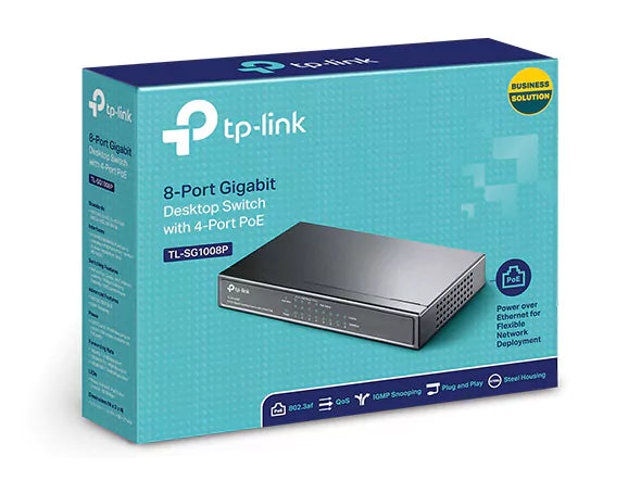 Switch TP-Link de Mesa Gigabit com 8 Portas (4 Portas PoE) TL-SG1008P