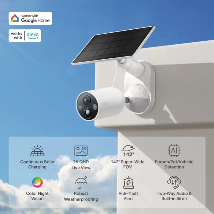 Câmara Segurança Inteligente TP-Link Tapo C425 KIT Painel Solar Wi-Fi Interior/Exterior com Suporte Magnético