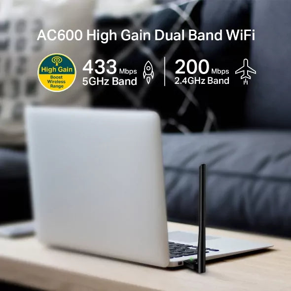 Adaptador USB Wireless Dual Band TP-Link AC600 Archer T2U Plus