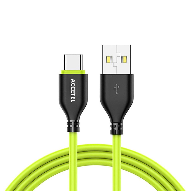Cabo Tipo-C Accetel 2.1A – 1 Metro (Preto/Verde)