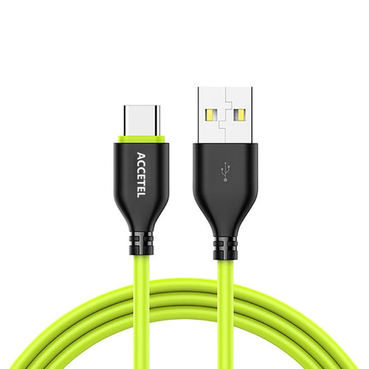 Cabo Tipo-C Accetel 2.1A – 1 Metro (Preto/Verde)
